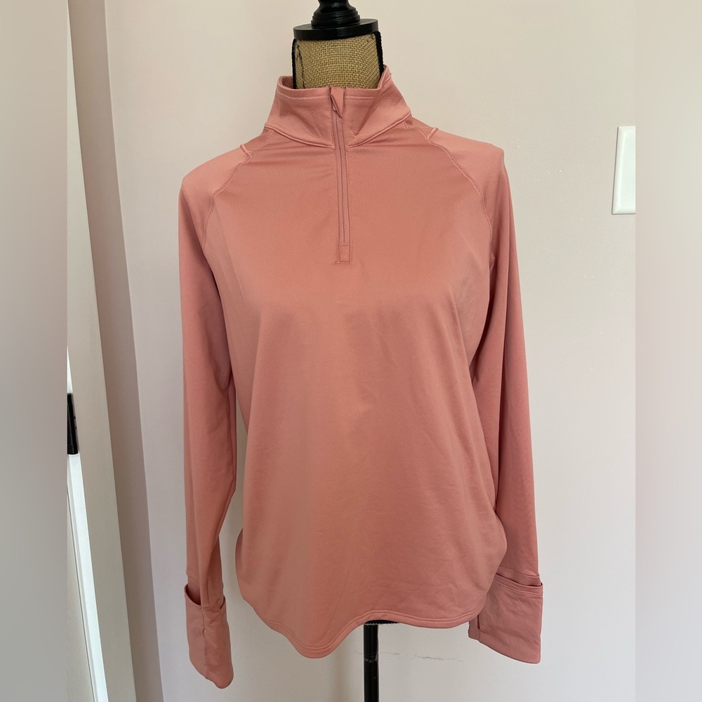 Athleta Peach Half Zip Pullover Top Size M